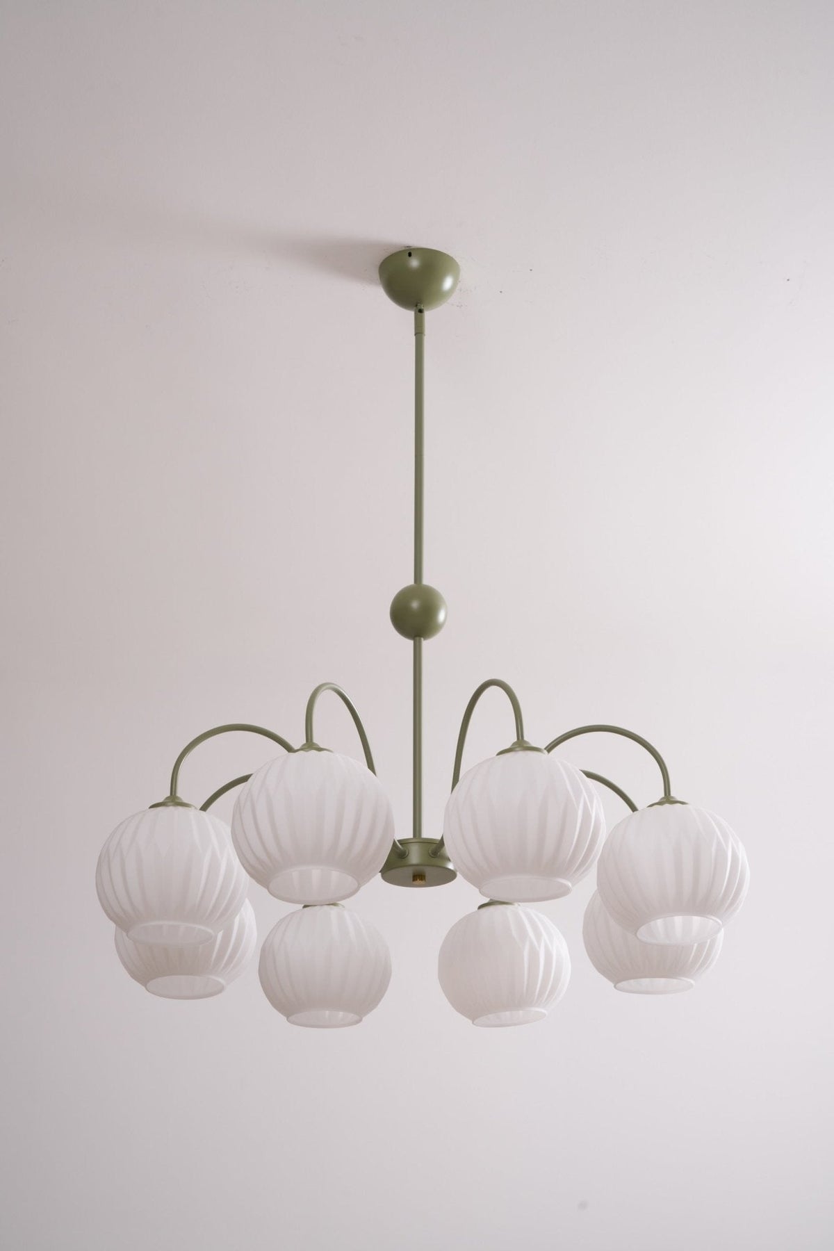 Noriana Lustre Moderne à 8 Lumières en Verre Ridé Vert