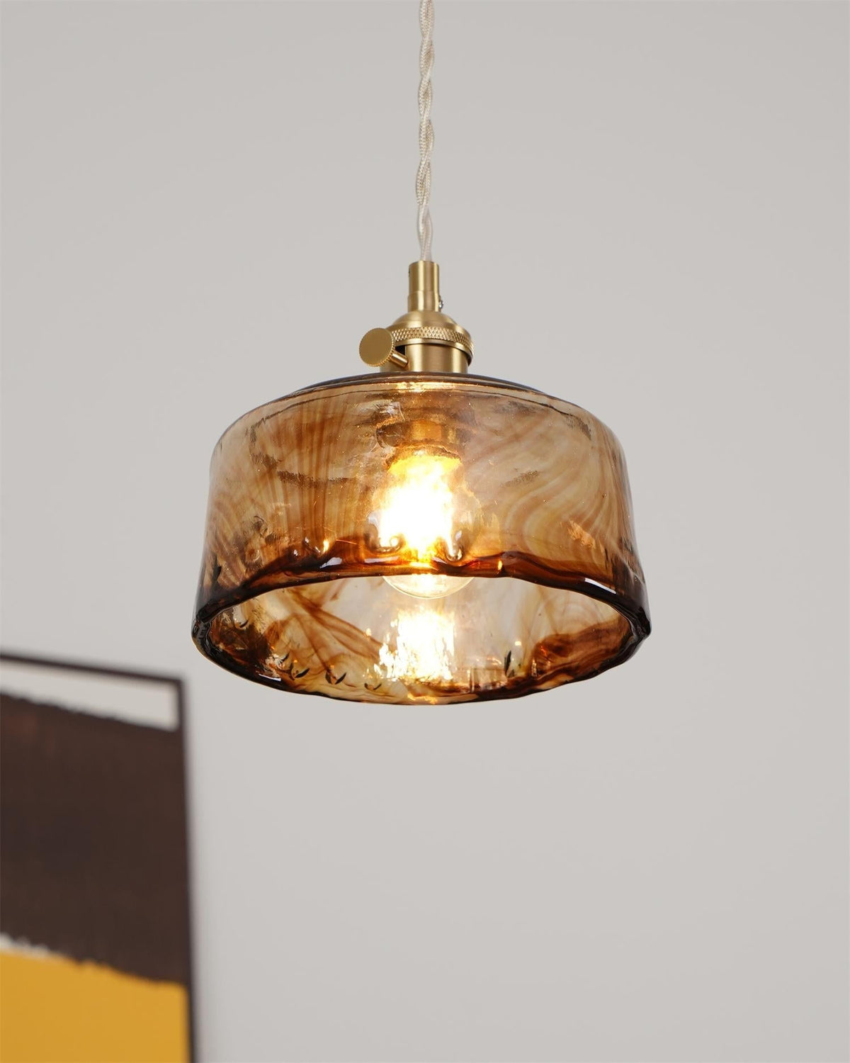 Velon Vintage Amber Glass Pendant Light-Neutral Decor