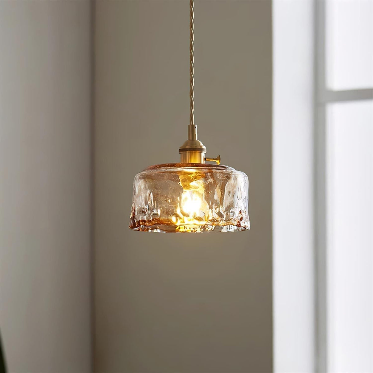 Velon Vintage Amber Glass Pendant Light-Neutral Decor