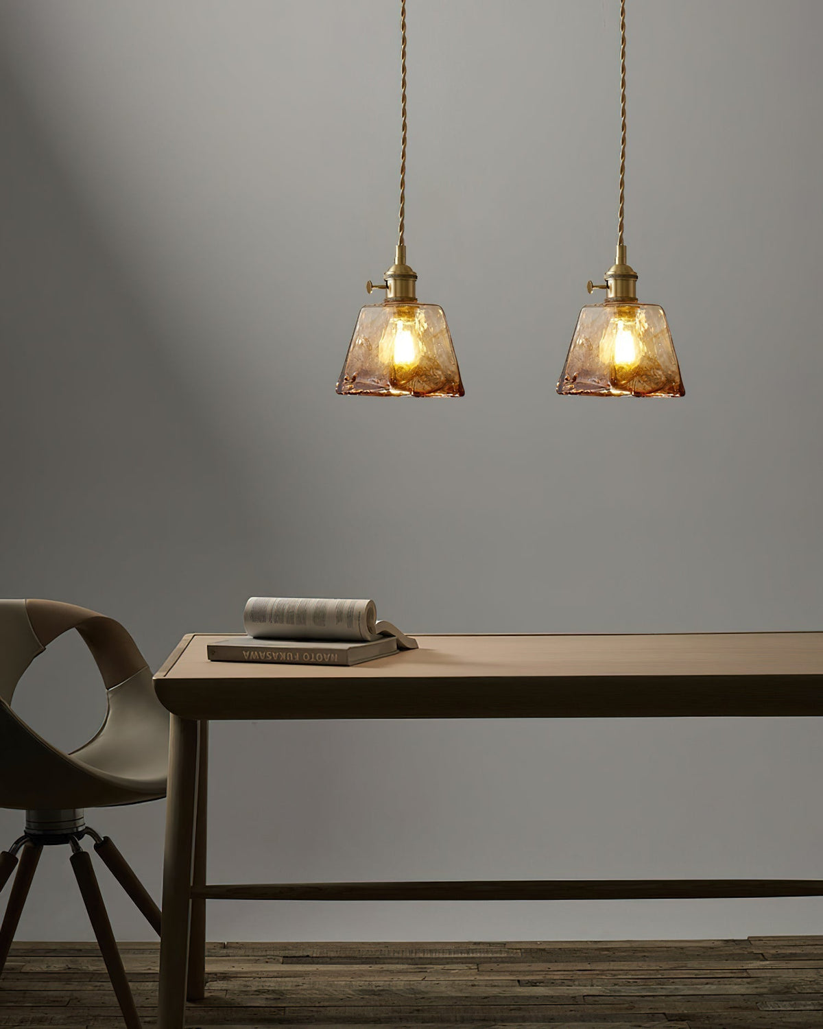 Velon Vintage Amber Glass Pendant Light-Neutral Decor