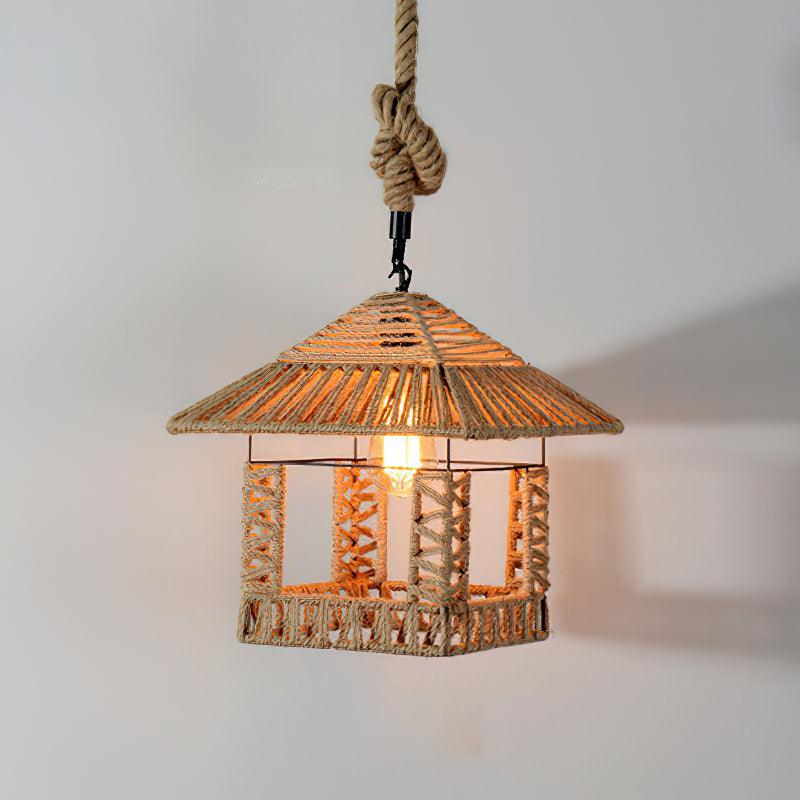 Mavora Lampe Suspension Exquise en Corde de Chanvre Rétro