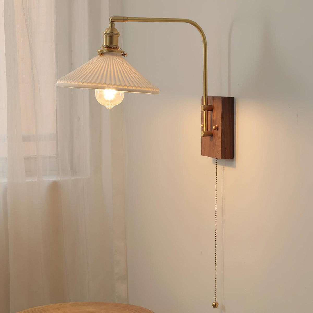 Fayel Pleated Shade Wall Lamp-Neutral Decor