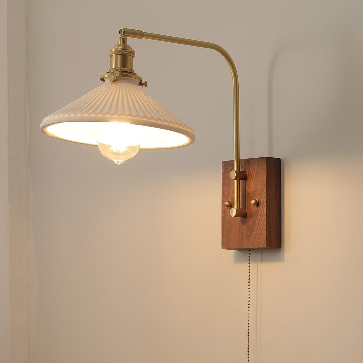 Fayel Pleated Shade Wall Lamp-Neutral Decor