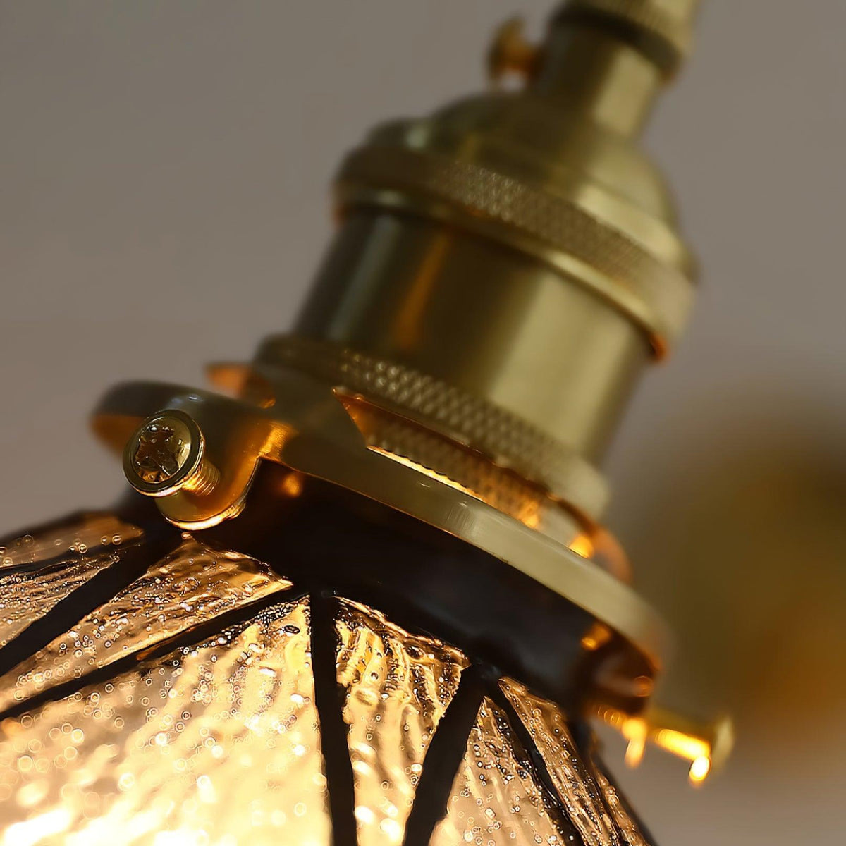 Wall Lamp Geometric Stained Glass Shade Vintage Brass Arm Pastoral-Neutral Decor