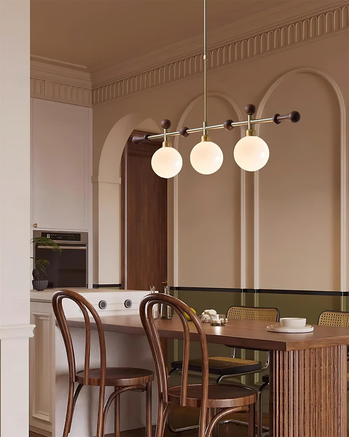Chandelier Linear Globe LED/Incandescent for Dining Room Kitchen Island-Neutral Decor