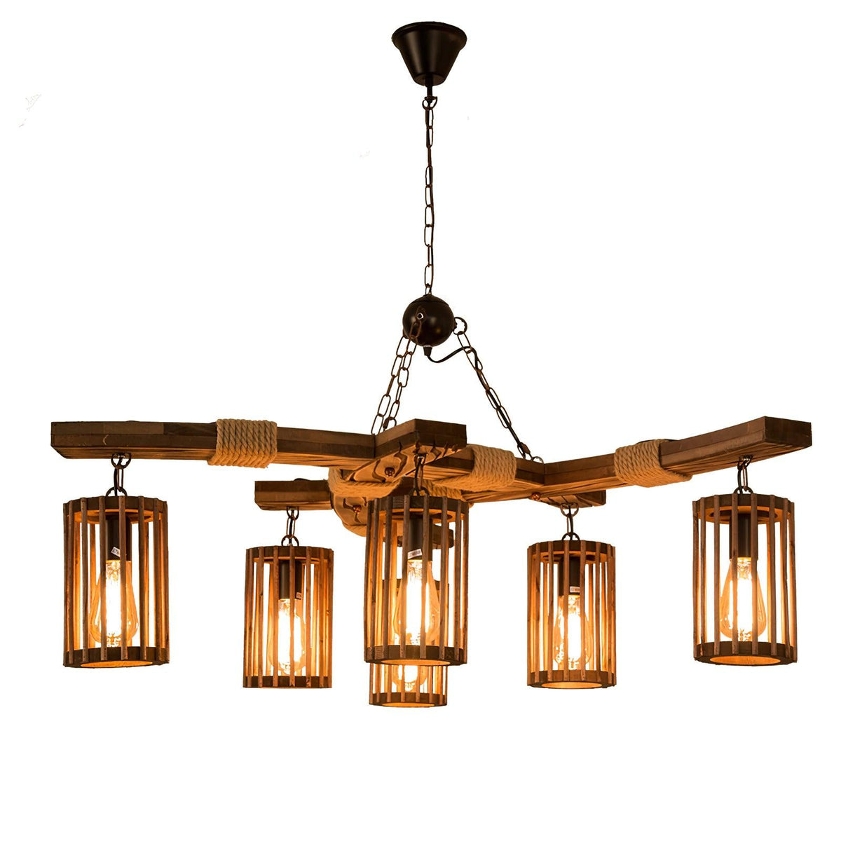 Riva Lustre Rétro en Bois Massif Industriel