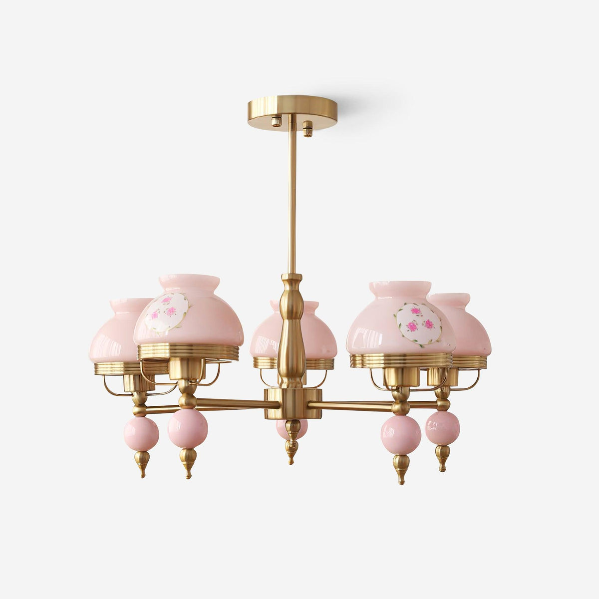 Chandelier Glass and Metal Fixture for Dining or Living Room Vintage-Neutral Decor