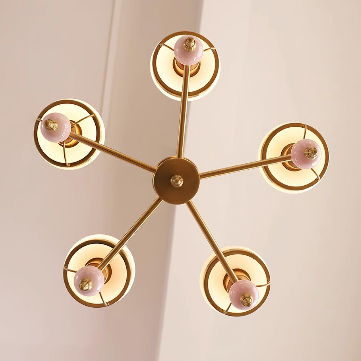 Chandelier Glass and Metal Fixture for Dining or Living Room Vintage-Neutral Decor