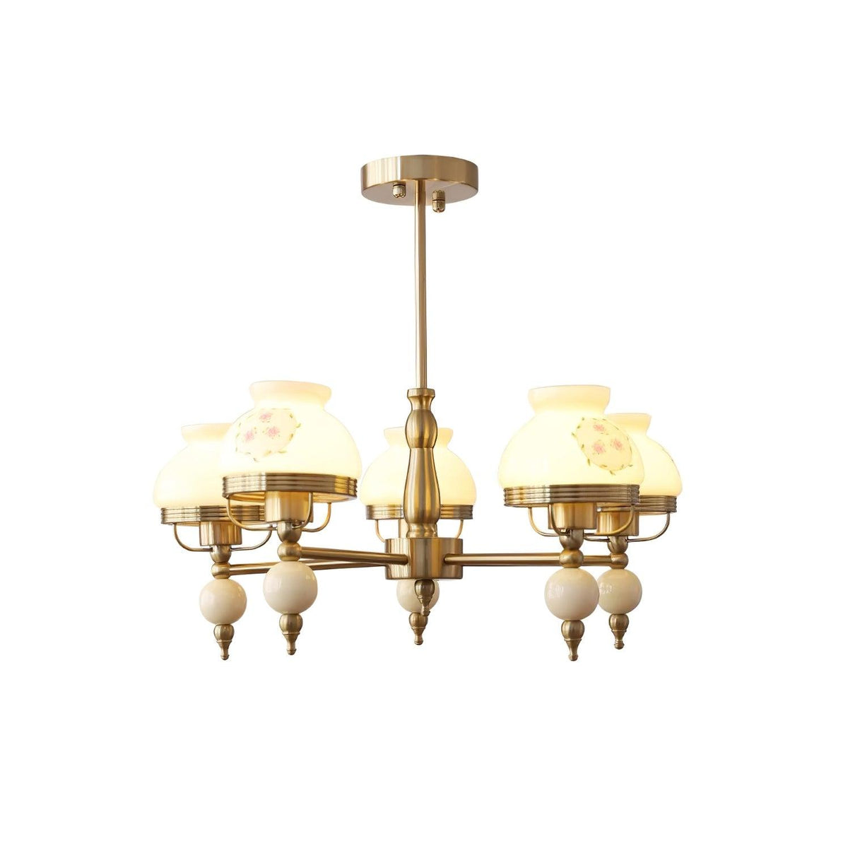 Chandelier Glass and Metal Fixture for Dining or Living Room Vintage-Neutral Decor