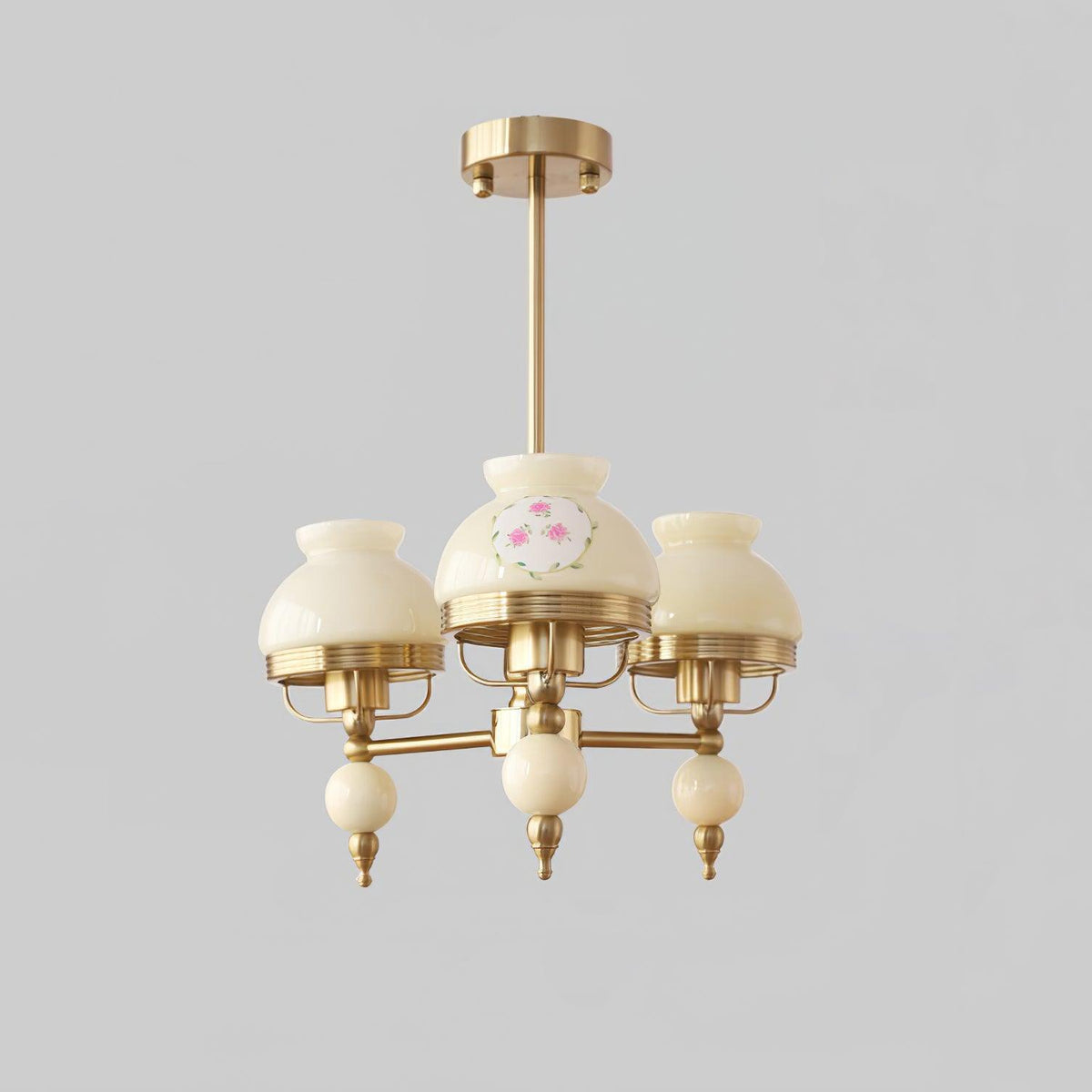 Chandelier Glass and Metal Fixture for Dining or Living Room Vintage-Neutral Decor