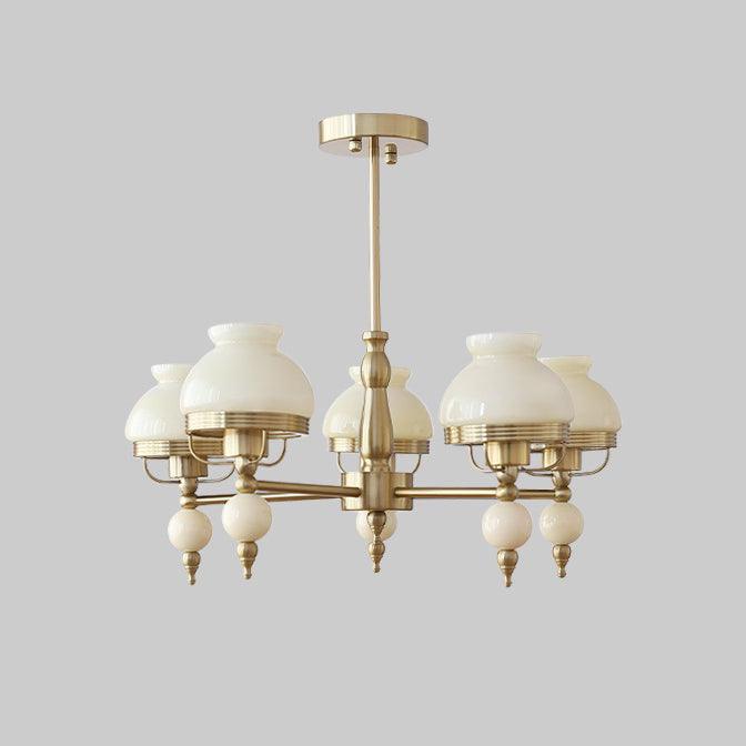 Chandelier Glass and Metal Fixture for Dining or Living Room Vintage-Neutral Decor