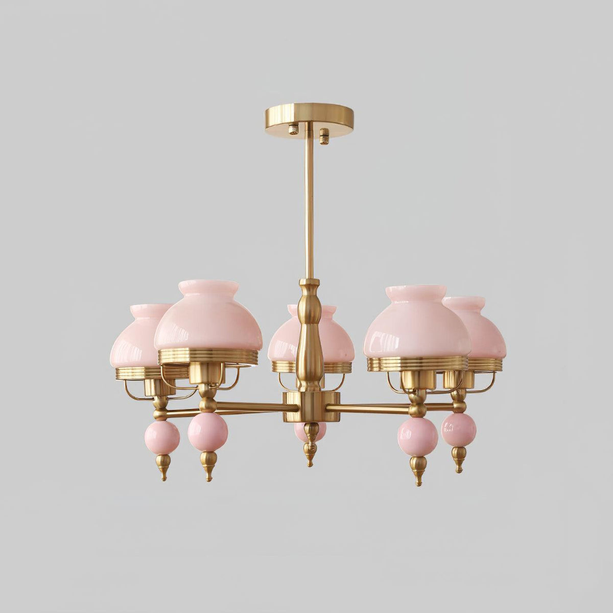 Chandelier Glass and Metal Fixture for Dining or Living Room Vintage-Neutral Decor