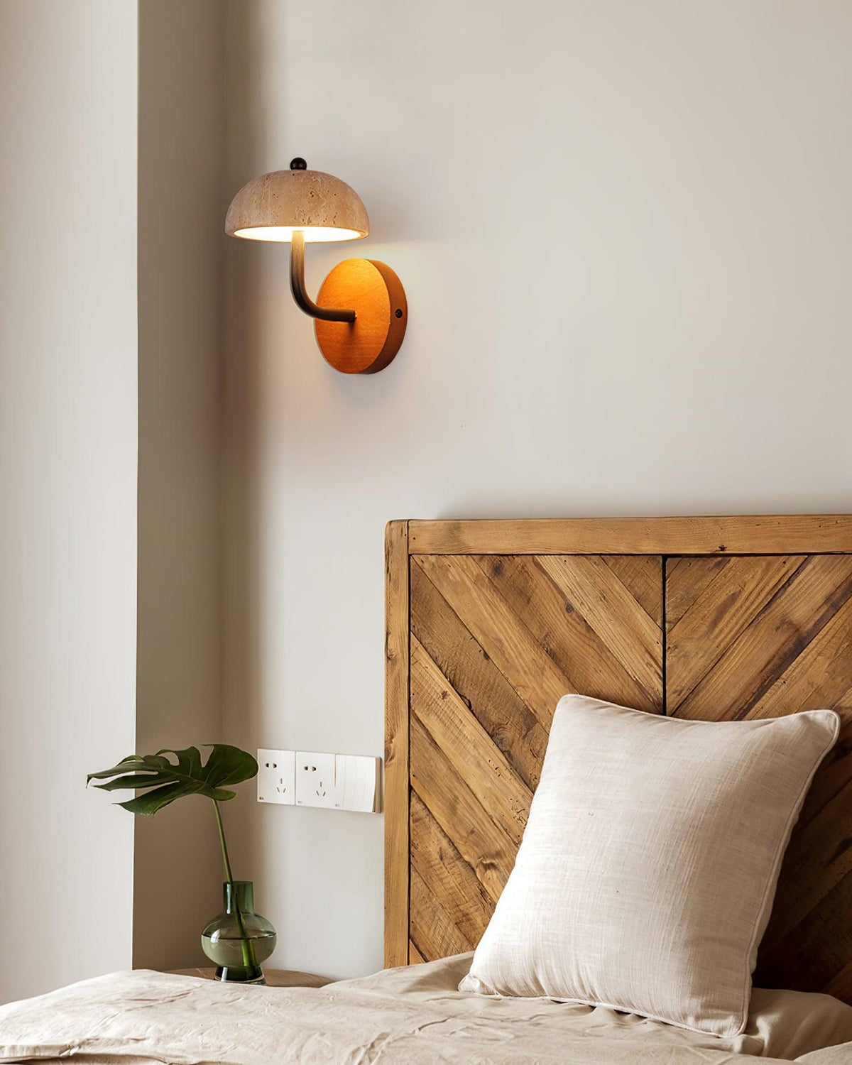 Solaro Wall Light Travertine Half-dome Shade-Neutral Decor