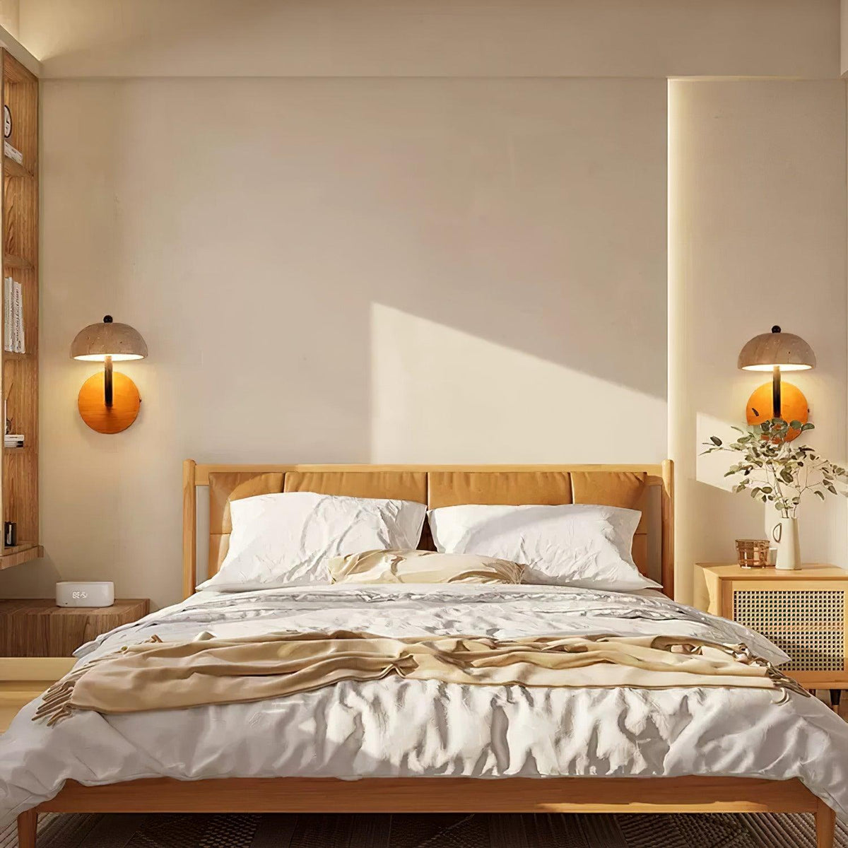 Solaro Wall Light Travertine Half-dome Shade-Neutral Decor