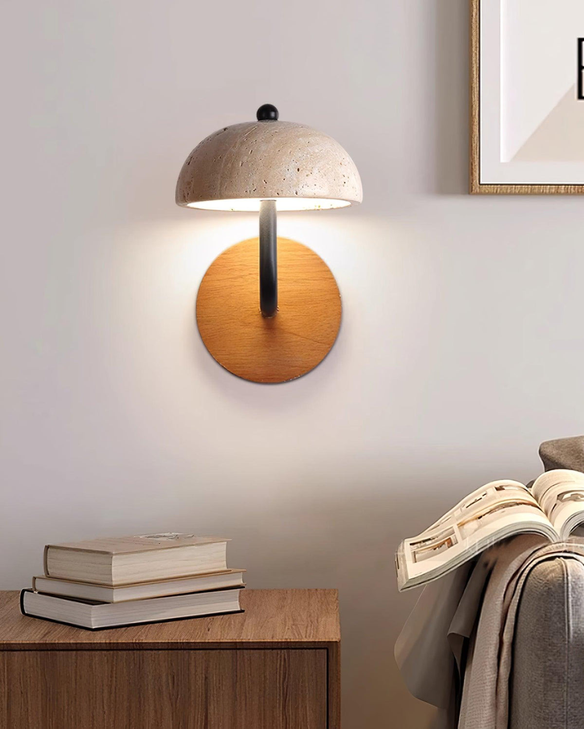 Solaro Wall Light Travertine Half-dome Shade-Neutral Decor