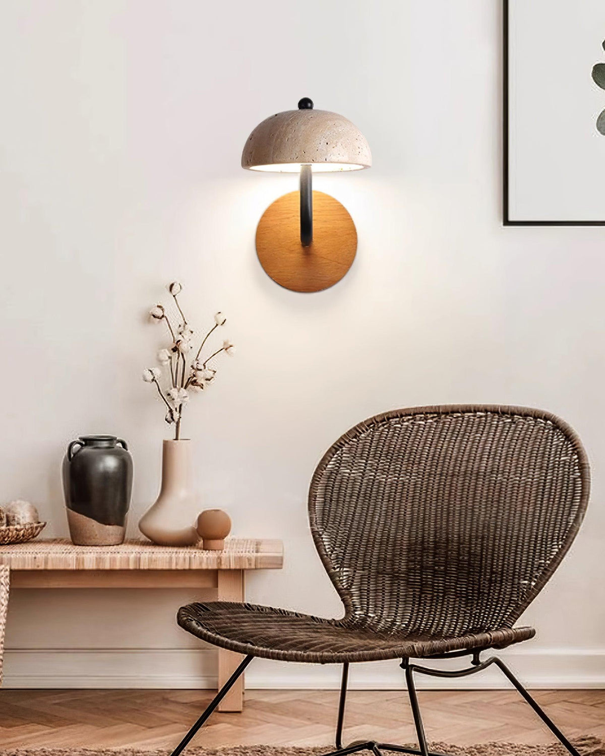 Solaro Wall Light Travertine Half-dome Shade-Neutral Decor