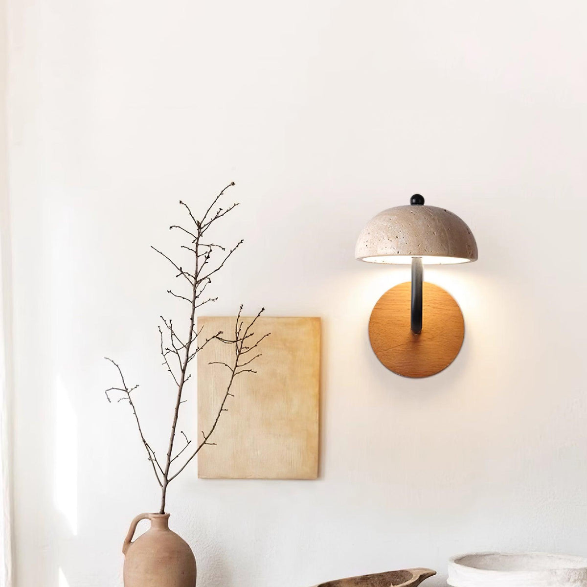 Solaro Wall Light Travertine Half-dome Shade-Neutral Decor