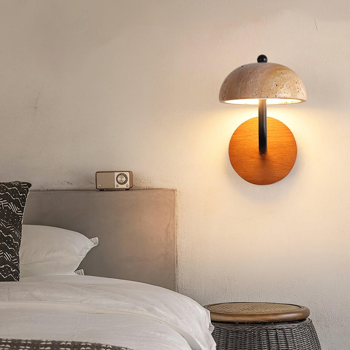 Solaro Wall Light Travertine Half-dome Shade-Neutral Decor