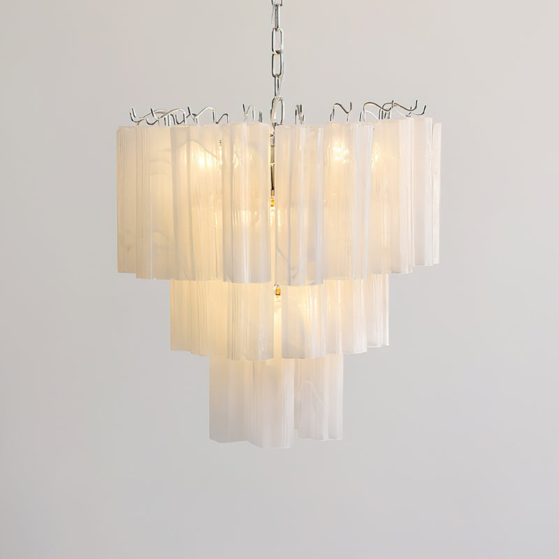 The grand 3-layer Rhodes Chandelier in a formal entryway.