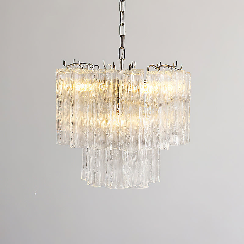 Dimensional drawing of the Rhodes Glass Chandelier with measurements.