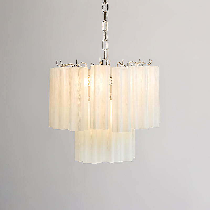 The Rhodes Chandelier in a bold red glass finish.