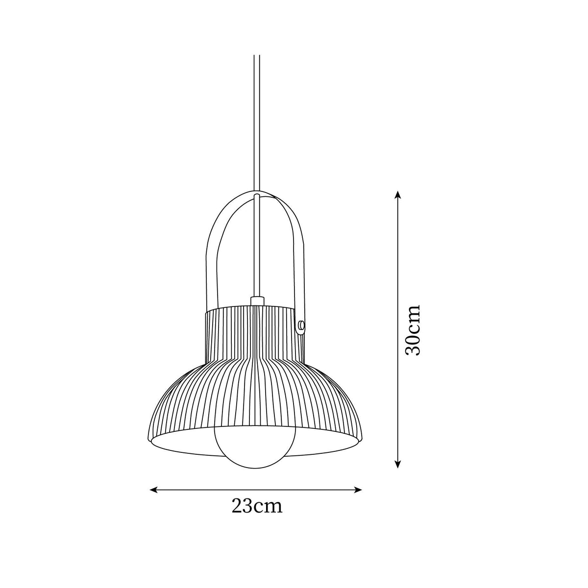 Pendant Lamp Ribbed White Ceramic with Brass Handle-Neutral Decor