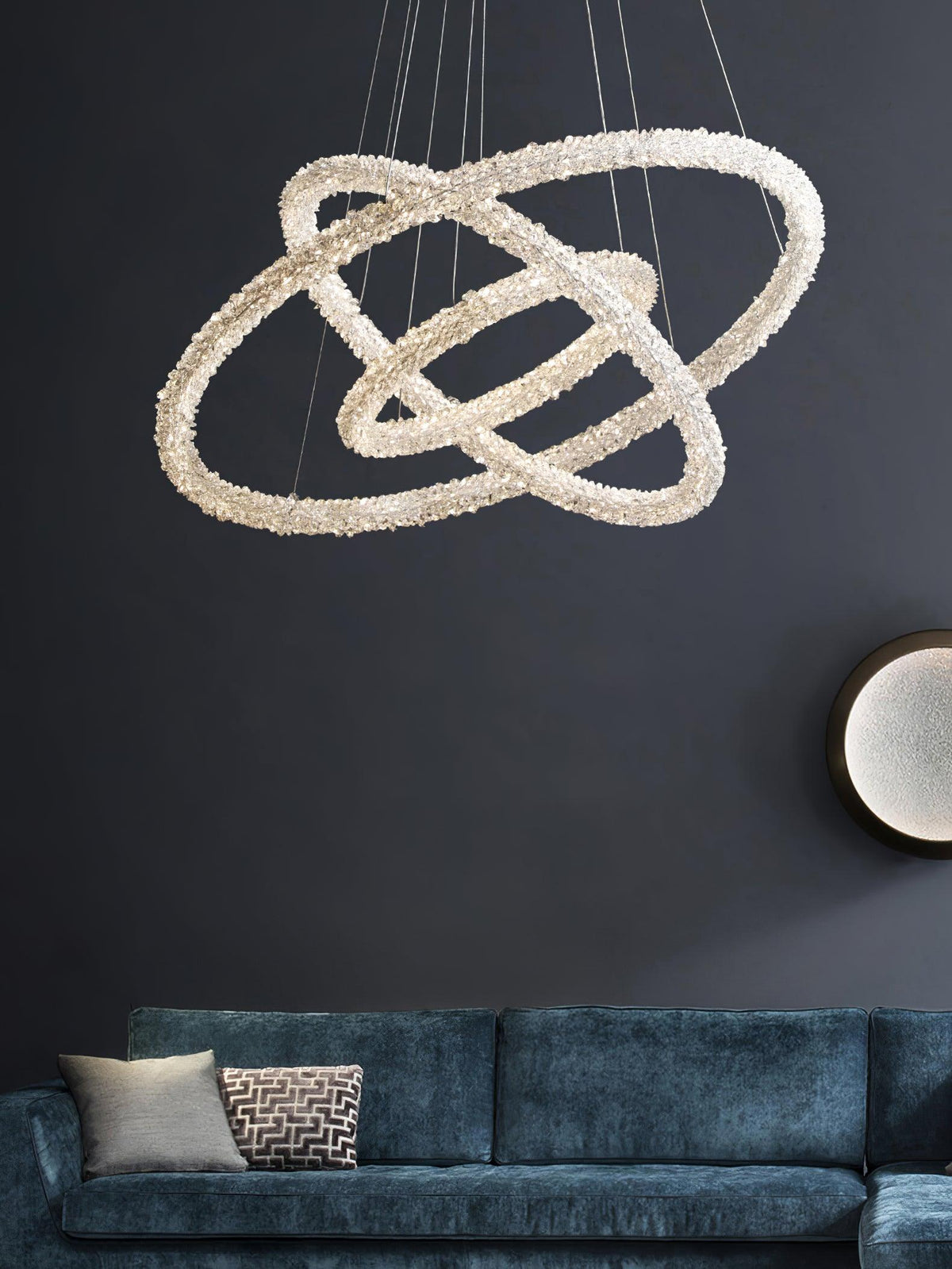 Sorenira Lustre Anneau en Cristal LED