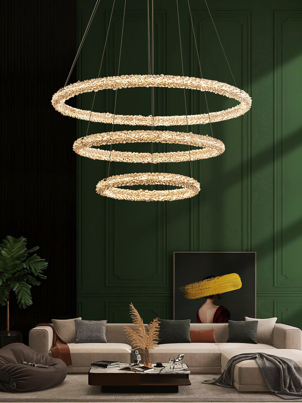 Sorenira Lustre Anneau en Cristal LED