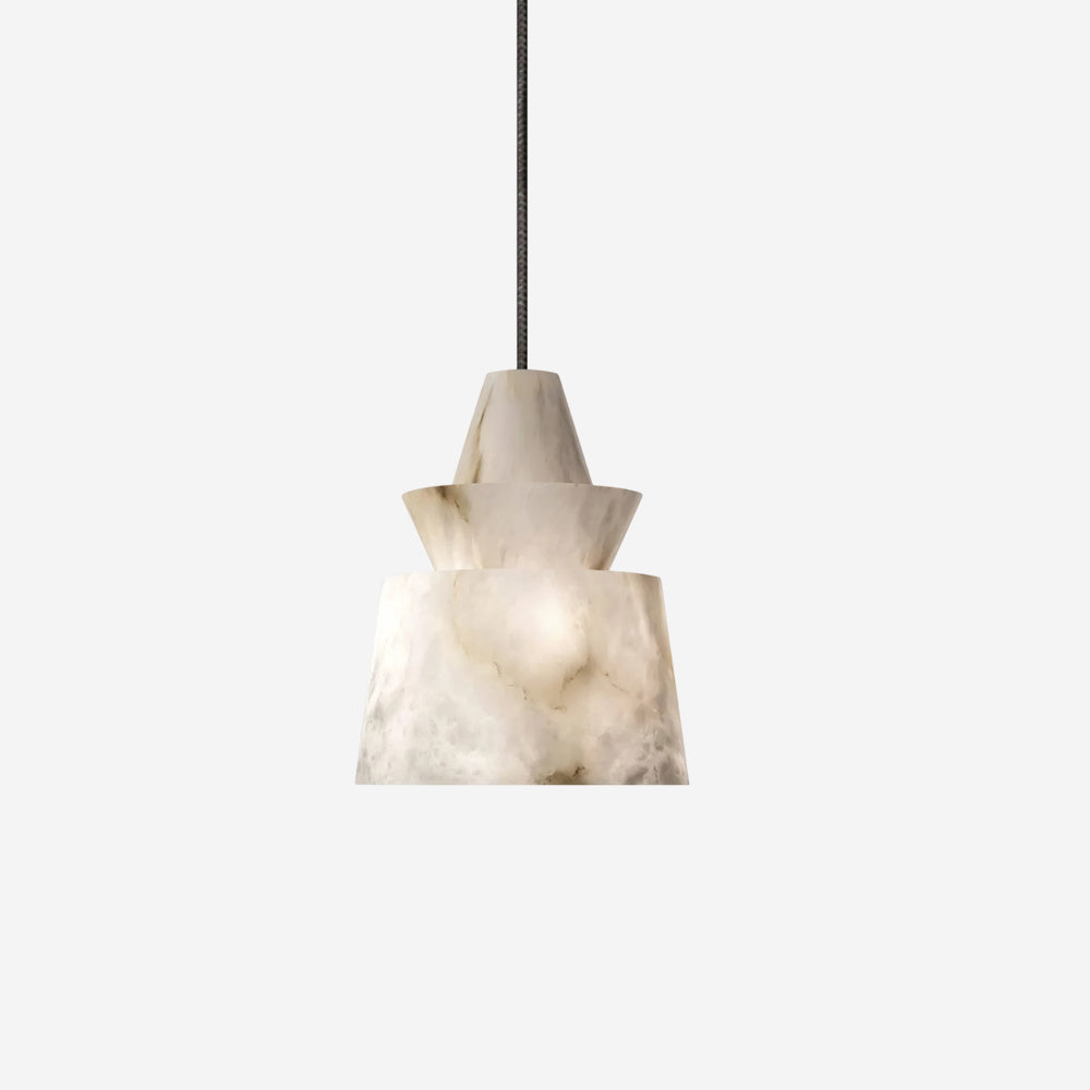 Ezion Layered White Alabaster Pendant Light-Neutral Decor