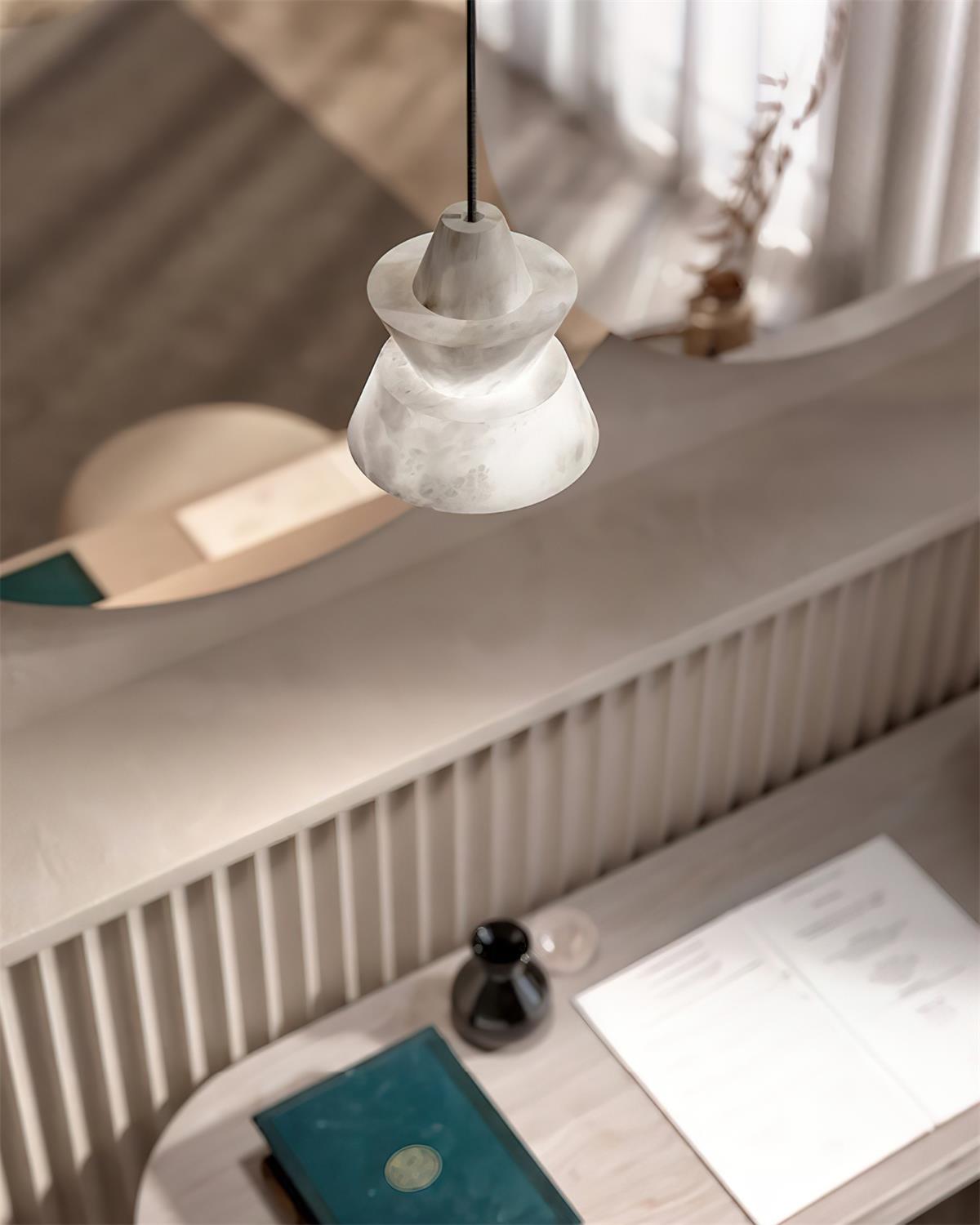 Ezion Layered White Alabaster Pendant Light-Neutral Decor