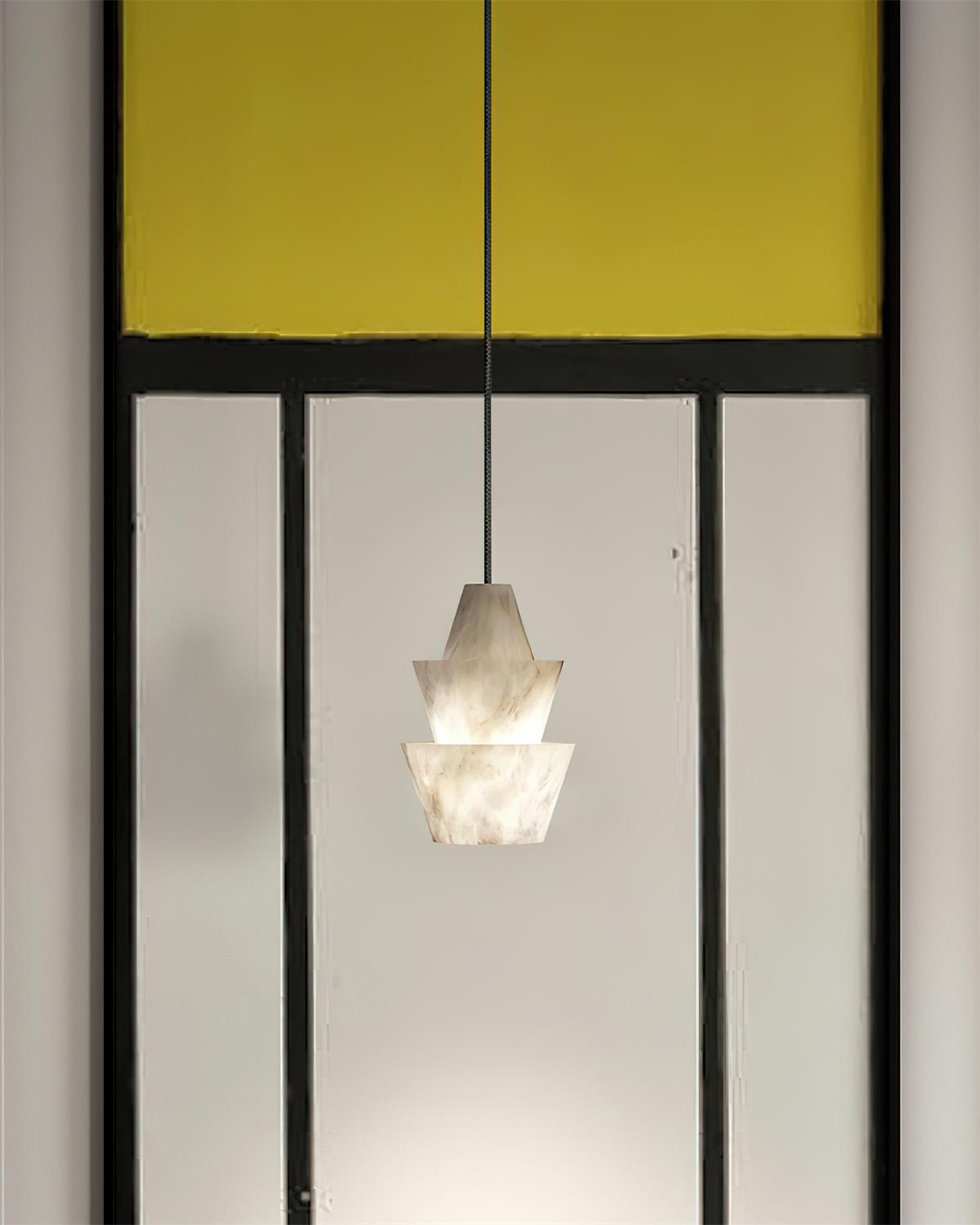 Ezion Layered White Alabaster Pendant Light-Neutral Decor