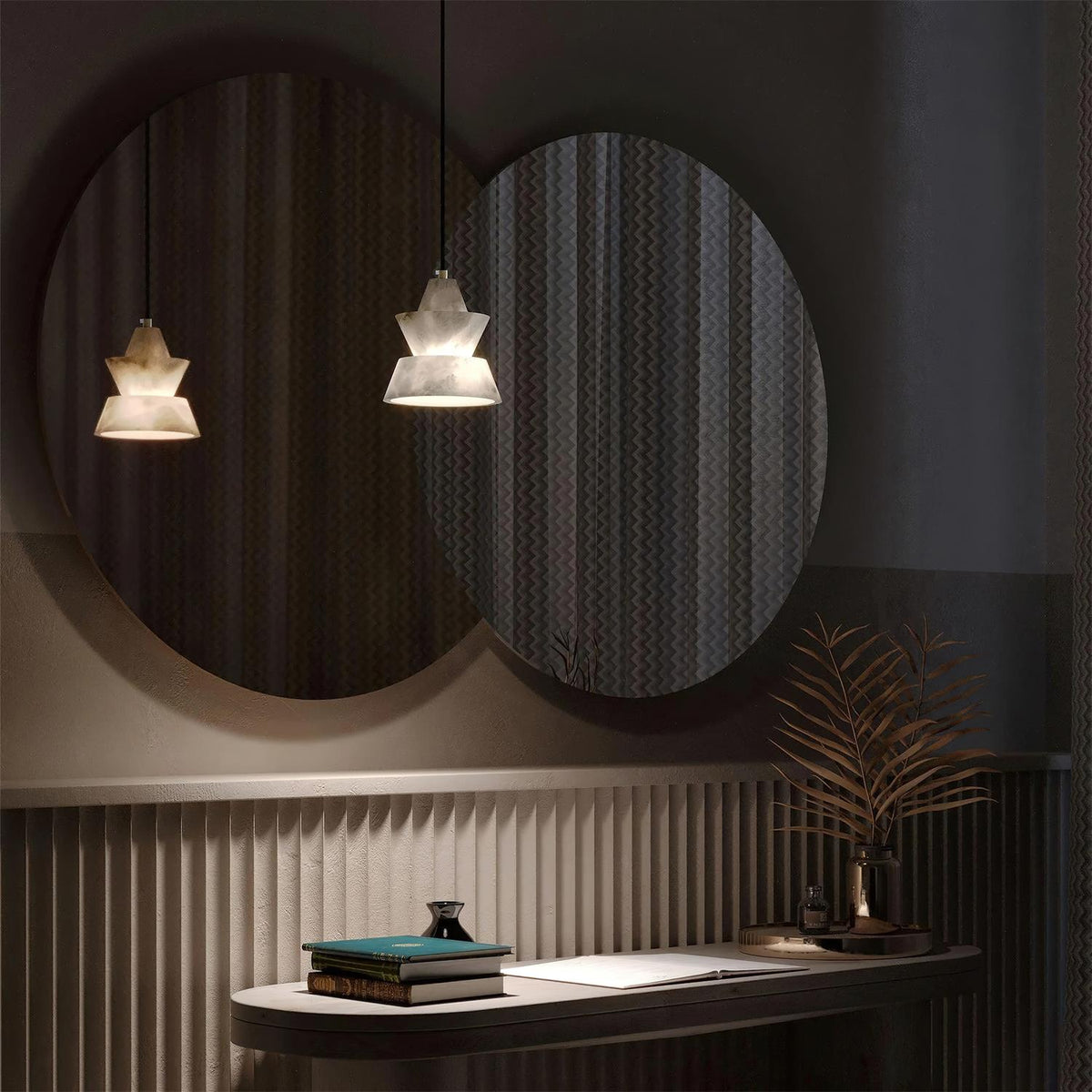 Ezion Layered White Alabaster Pendant Light-Neutral Decor