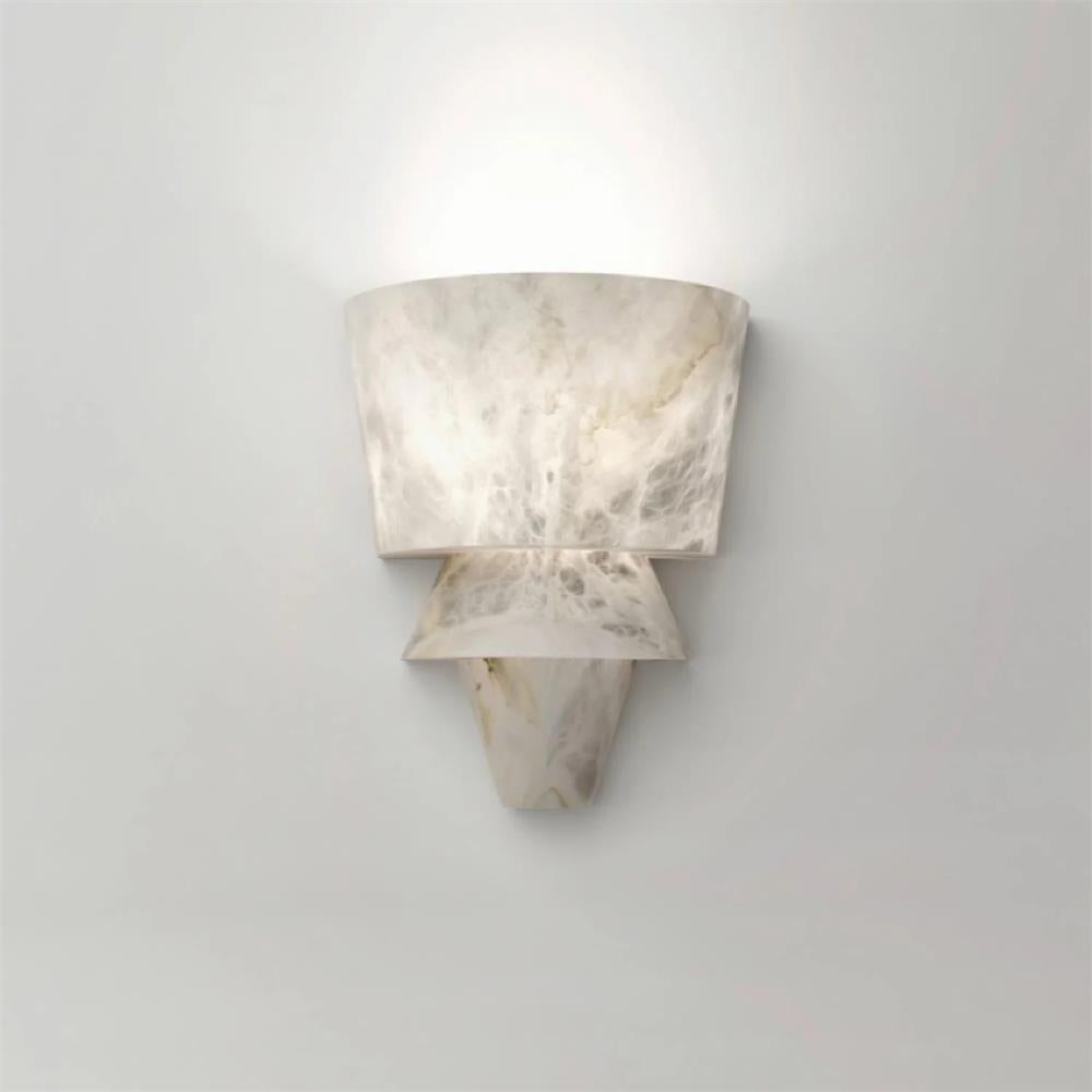 Alvian Wall Lamp Elegant White Alabaster Tiered-Neutral Decor