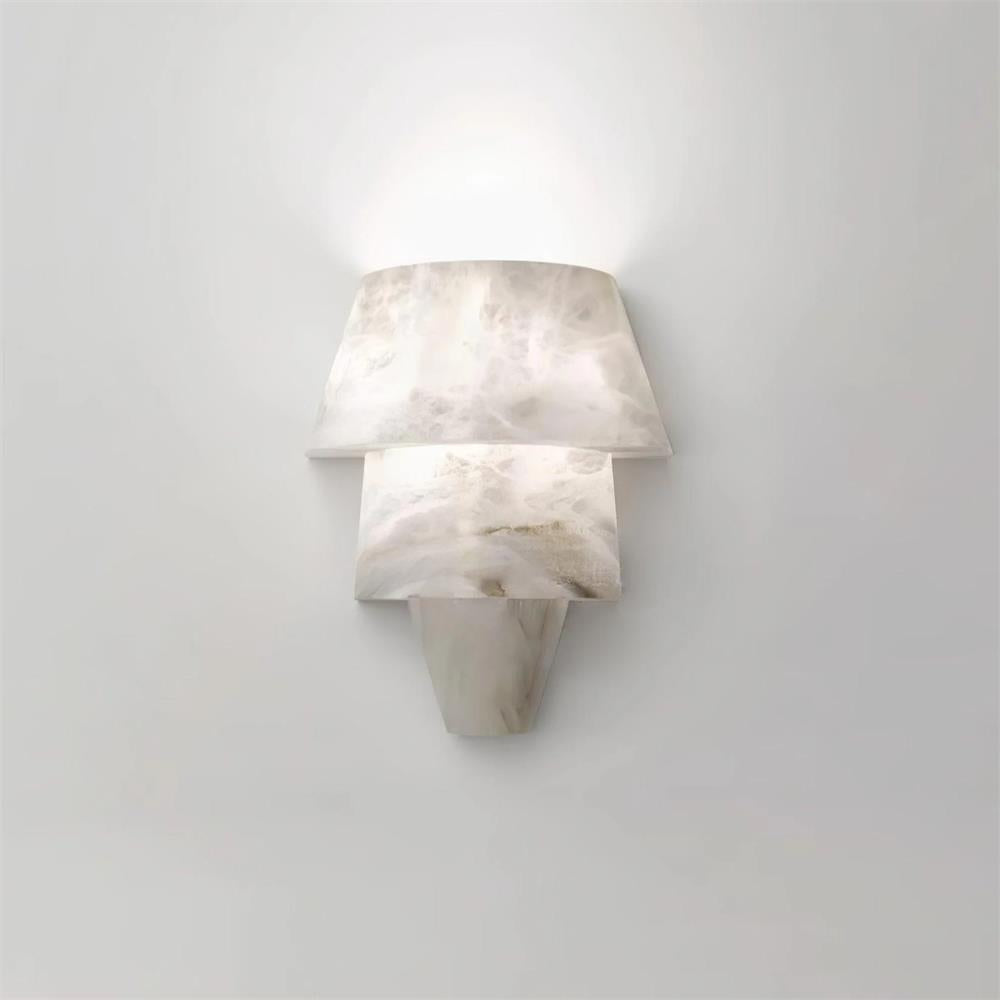 Alvian Wall Lamp Elegant White Alabaster Tiered-Neutral Decor