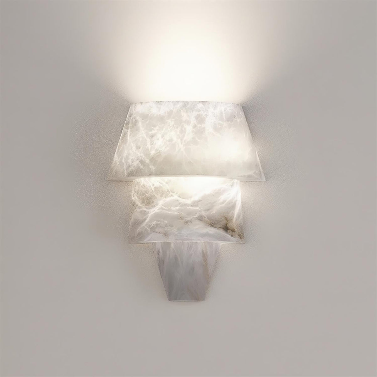 Alvian Wall Lamp Elegant White Alabaster Tiered-Neutral Decor