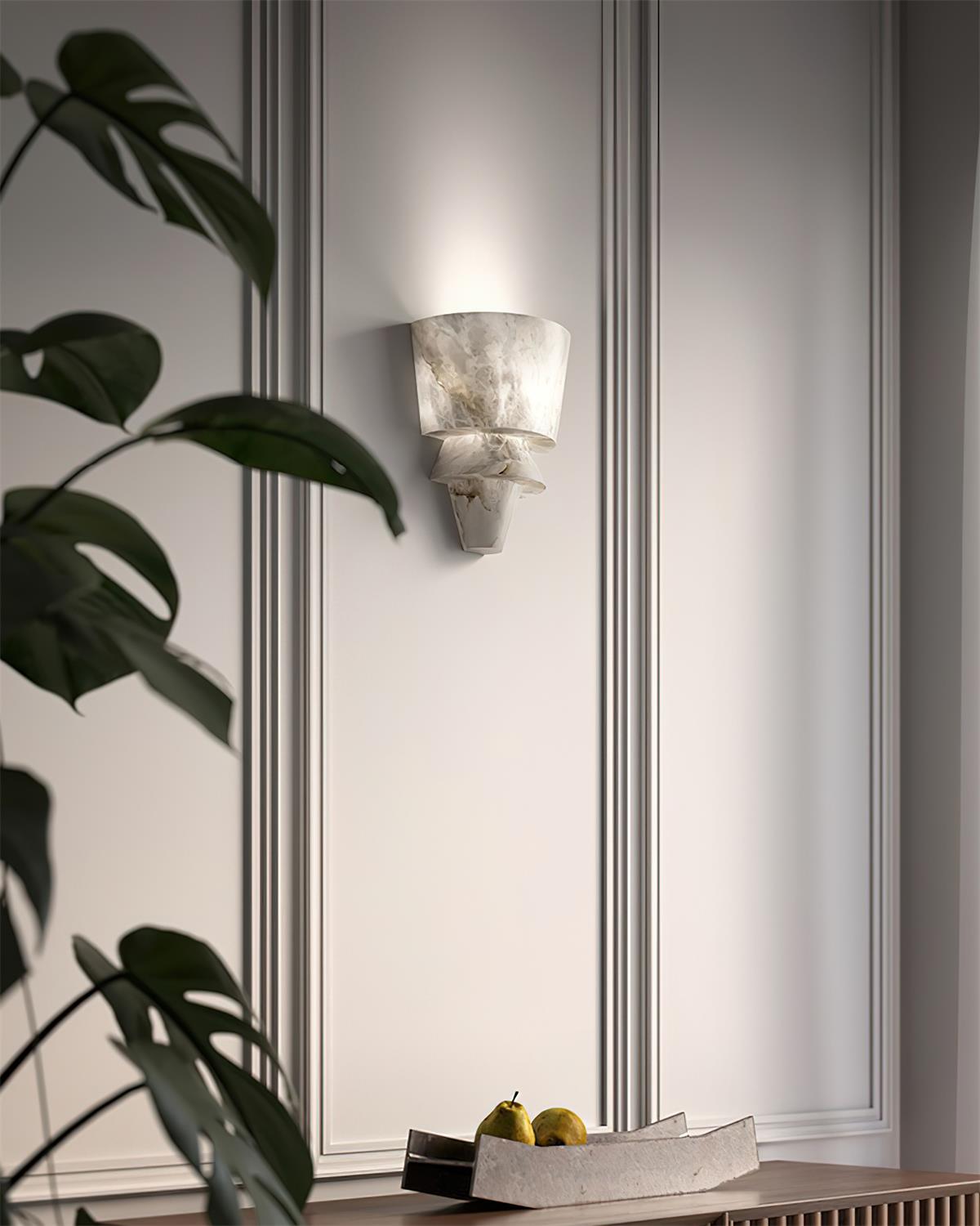 Alvian Wall Lamp Elegant White Alabaster Tiered-Neutral Decor