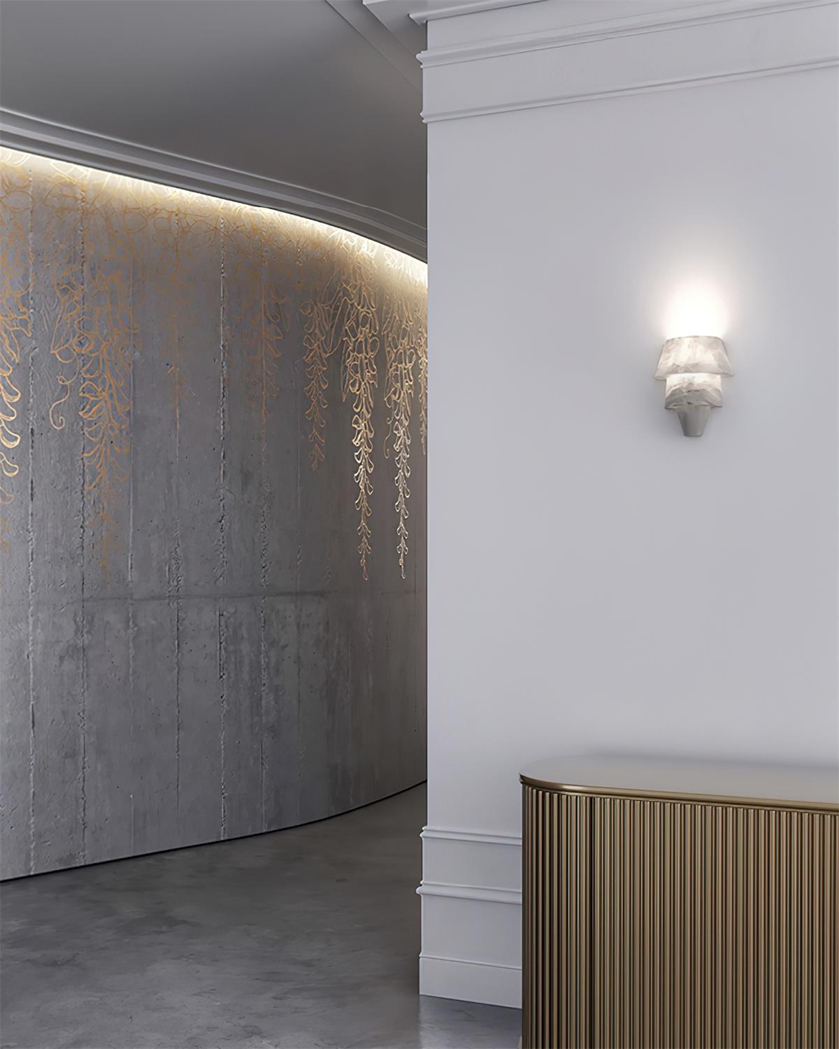 Alvian Wall Lamp Elegant White Alabaster Tiered-Neutral Decor