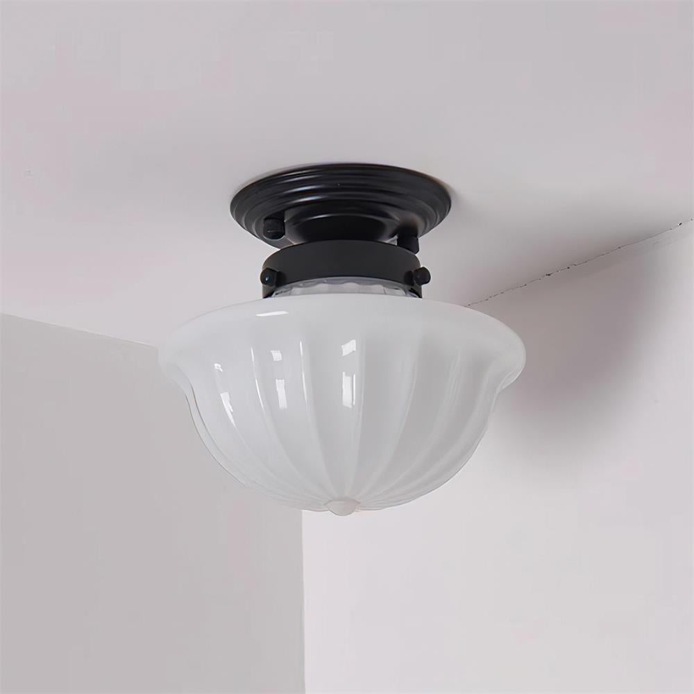 Evola Vintage Opal Glass Ceiling Light-Neutral Decor