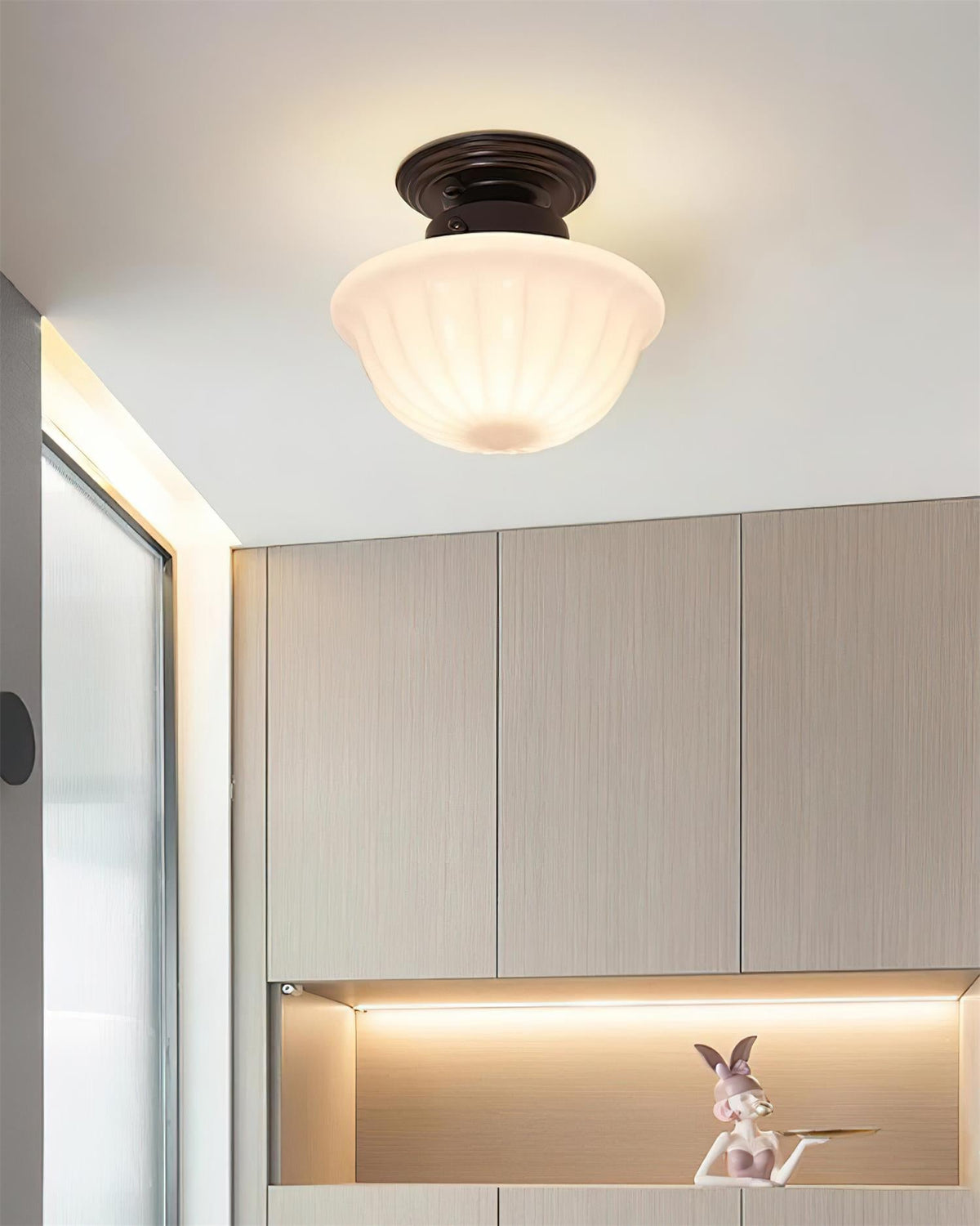 Evola Vintage Opal Glass Ceiling Light-Neutral Decor