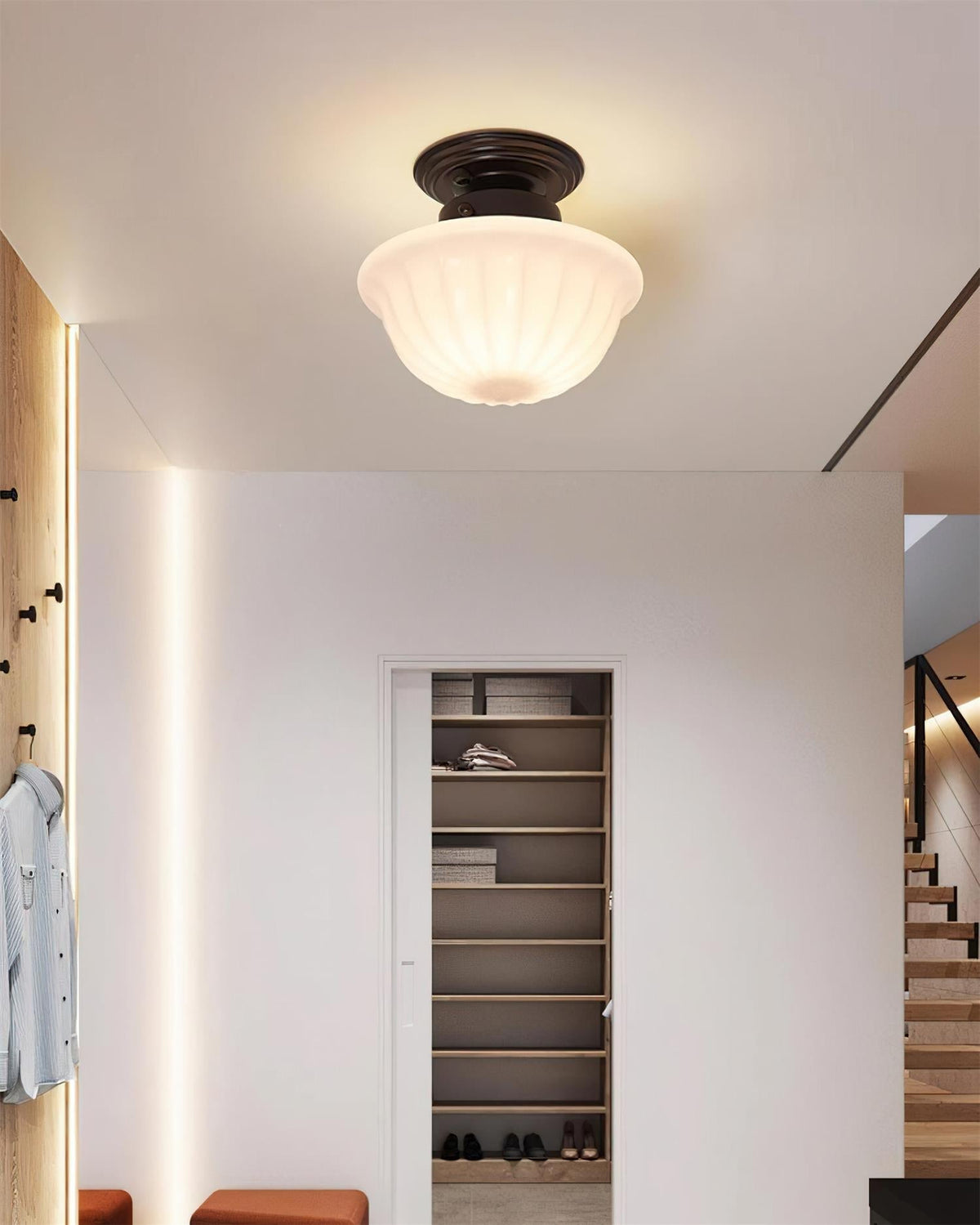 Evola Vintage Opal Glass Ceiling Light-Neutral Decor