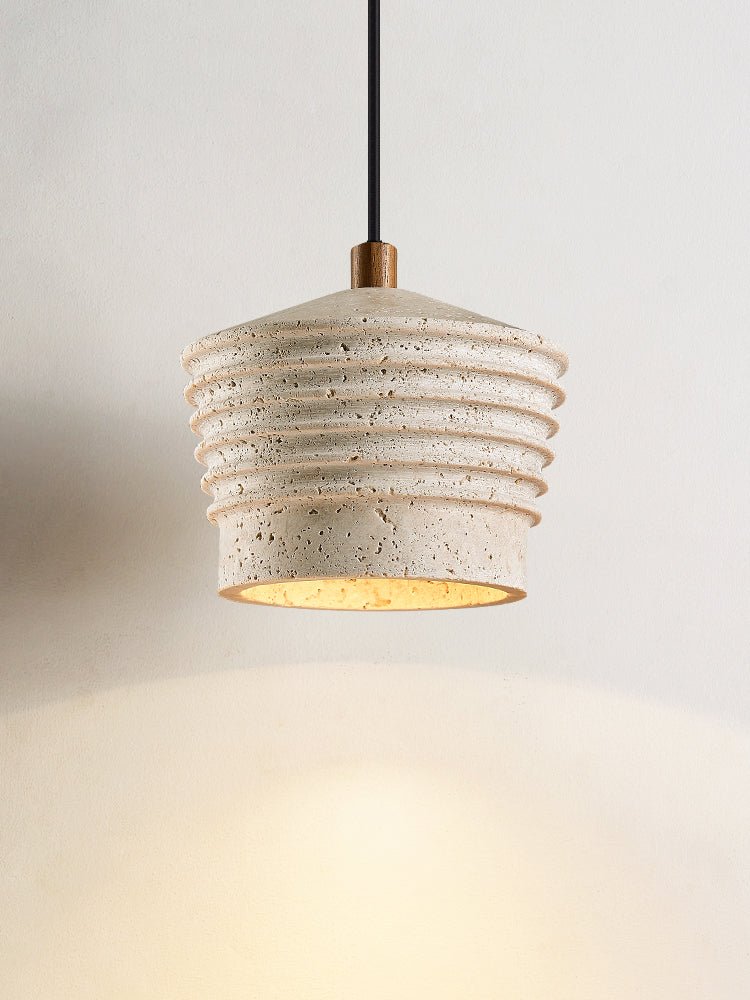 Hana Maison Suspension Ribbed Travertin Naturel Jaune