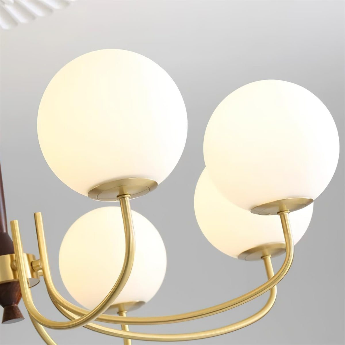 Veslo Brass and Wood Globe Chandelier-Neutral Decor