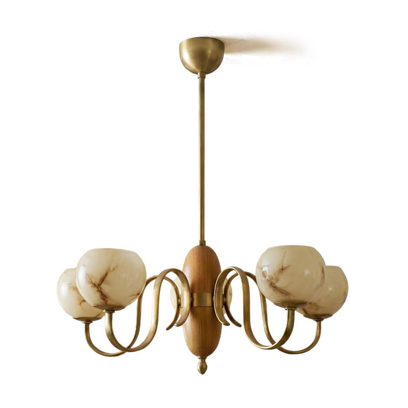 Close-up of the ceiling mount and fixed downrod for the Linnea Chandelier.