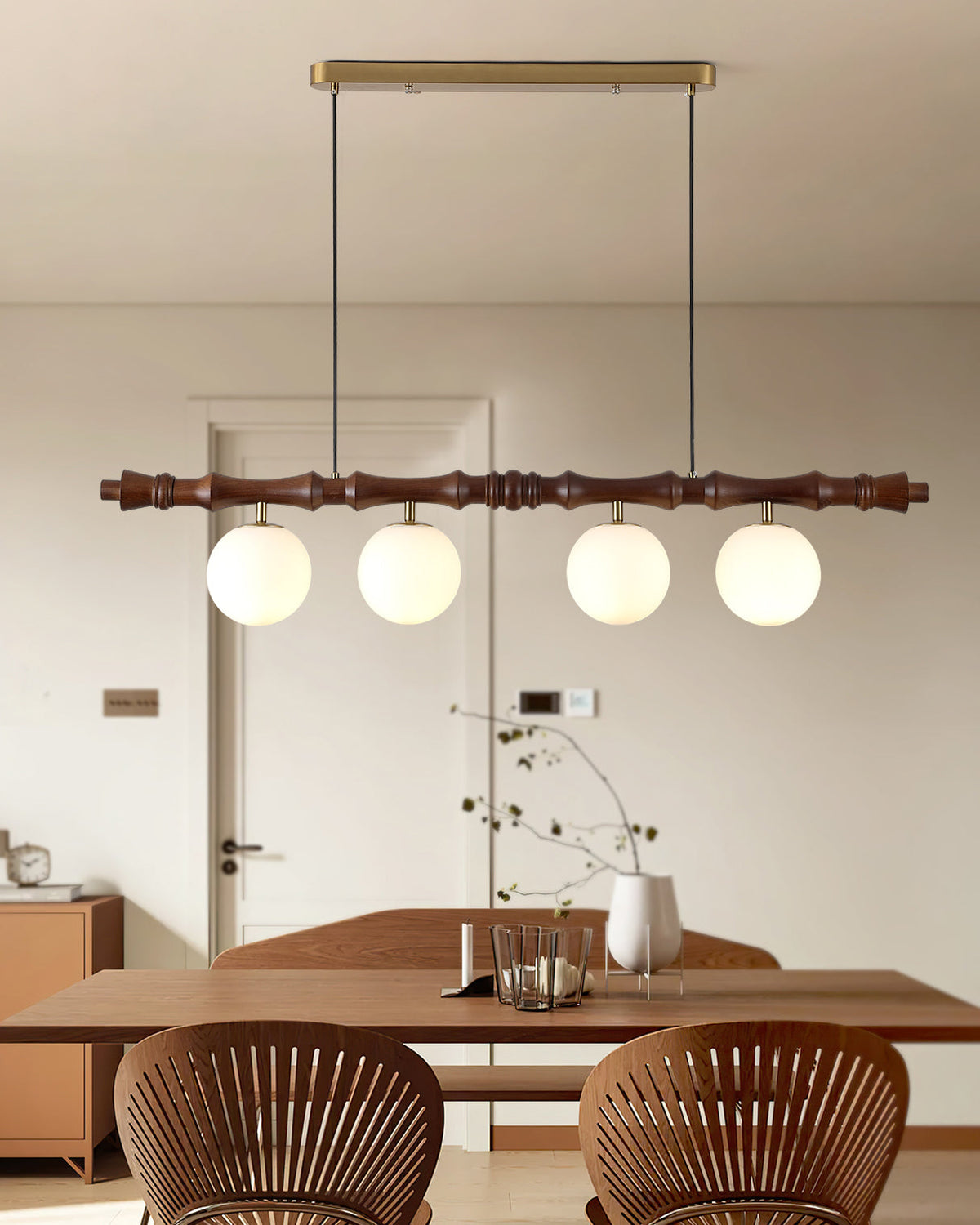 Bivio Wooden Pendant Light-Neutral Decor