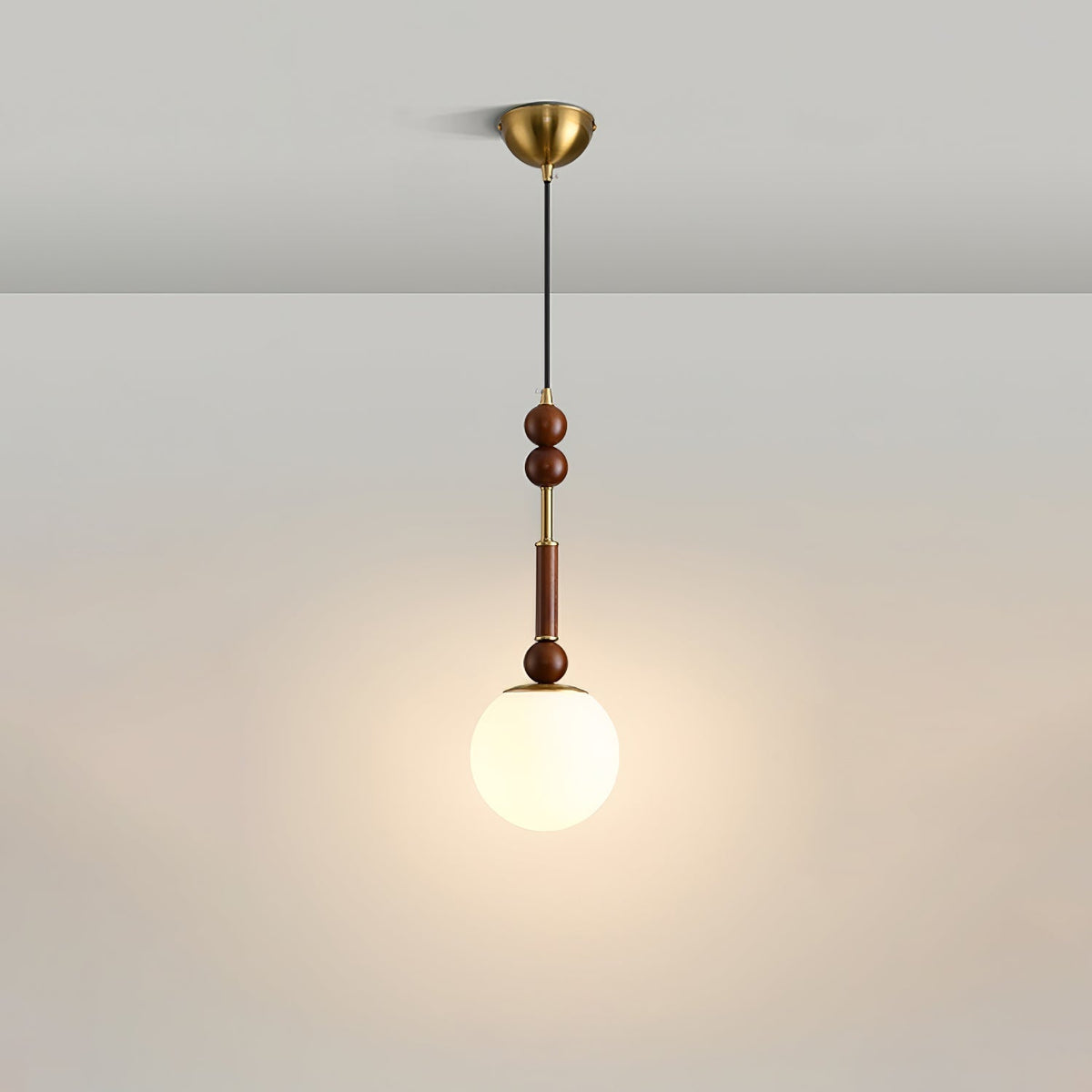 AmberGlow Suspension en Bois Vintage