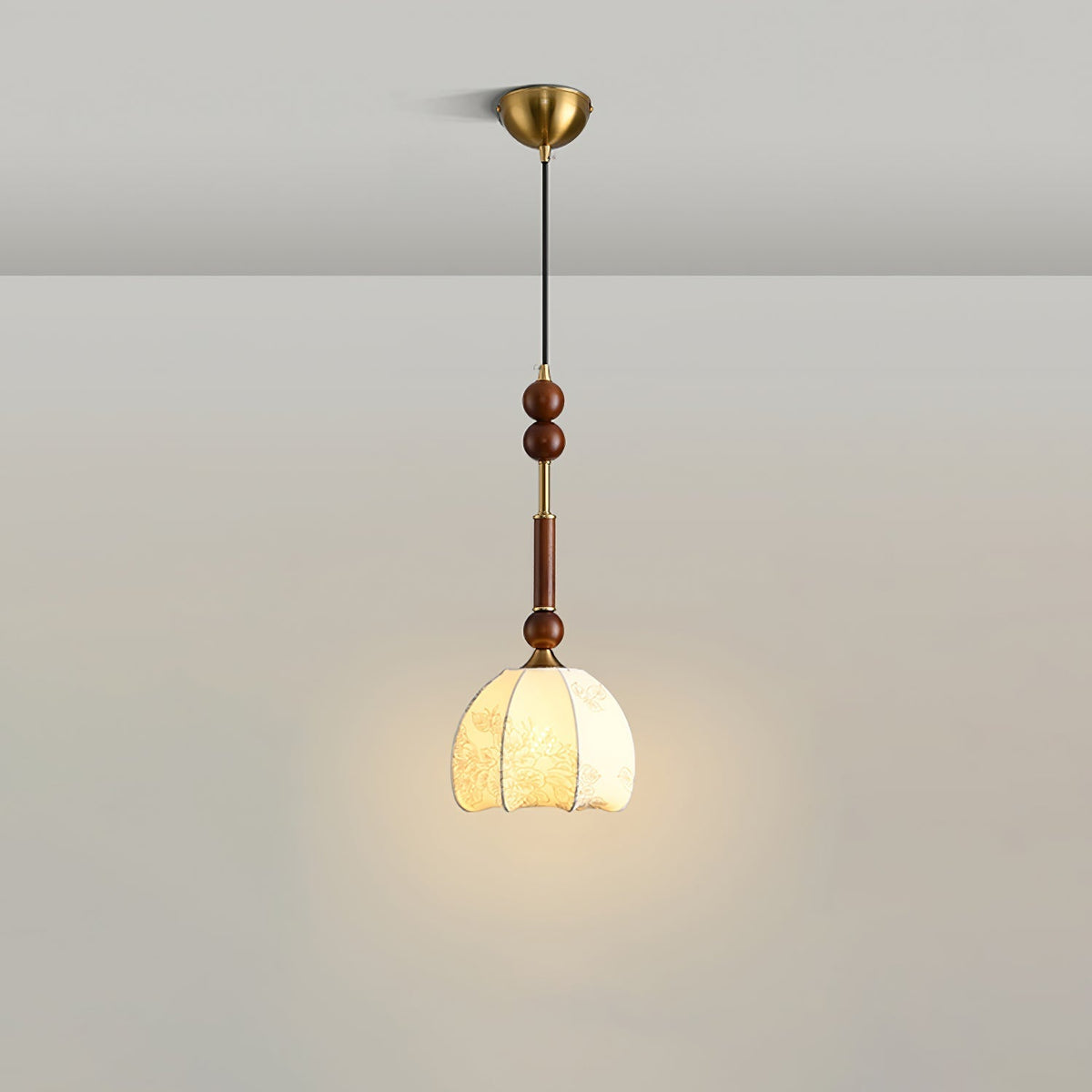 AmberGlow Suspension en Bois Vintage