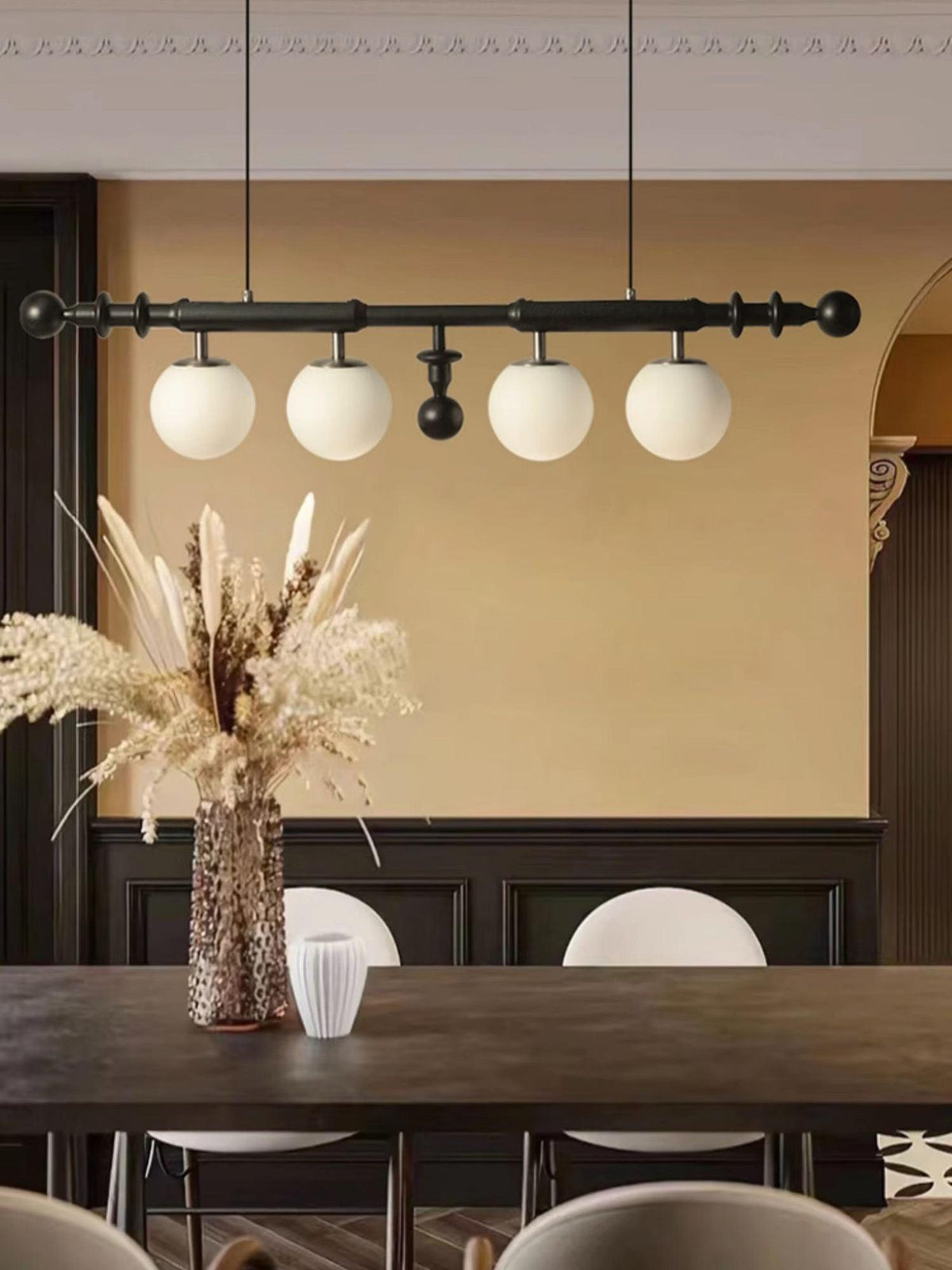 Arlia Lustre Colonne Romaine Bois Verre