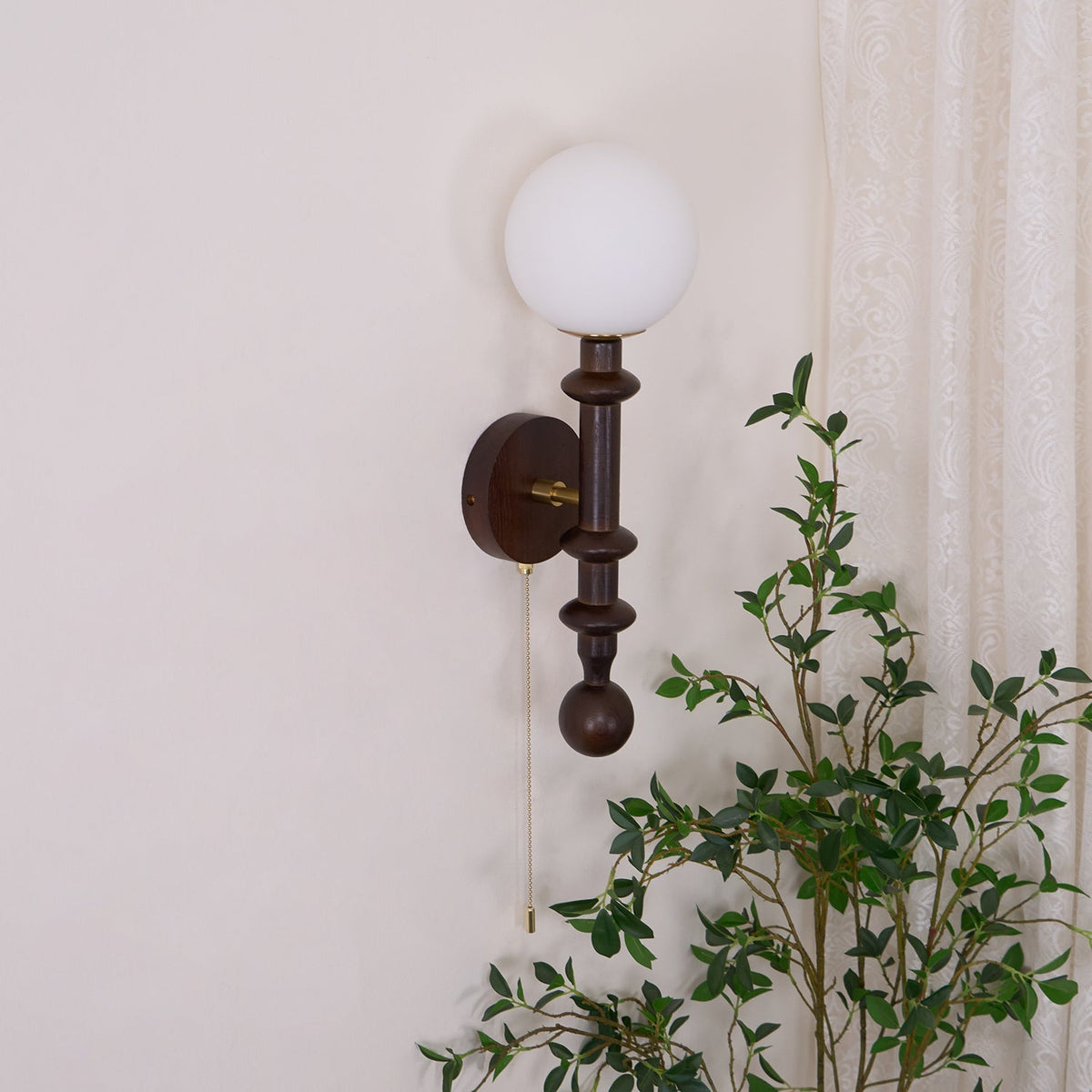 Orleira Applique Murale en Verre et Bois Moderne