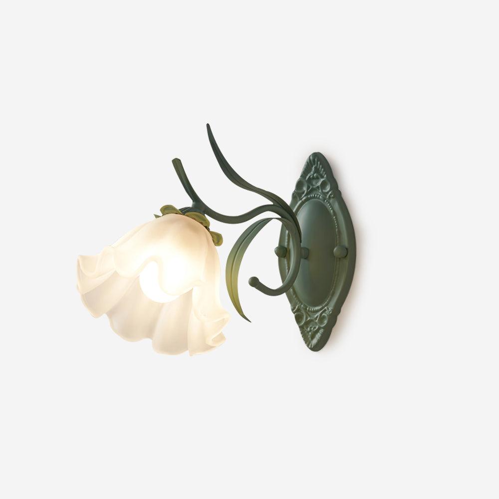 Wall Lamp Vintage Floral Glass Shade for Bedroom and Living Room-Neutral Decor