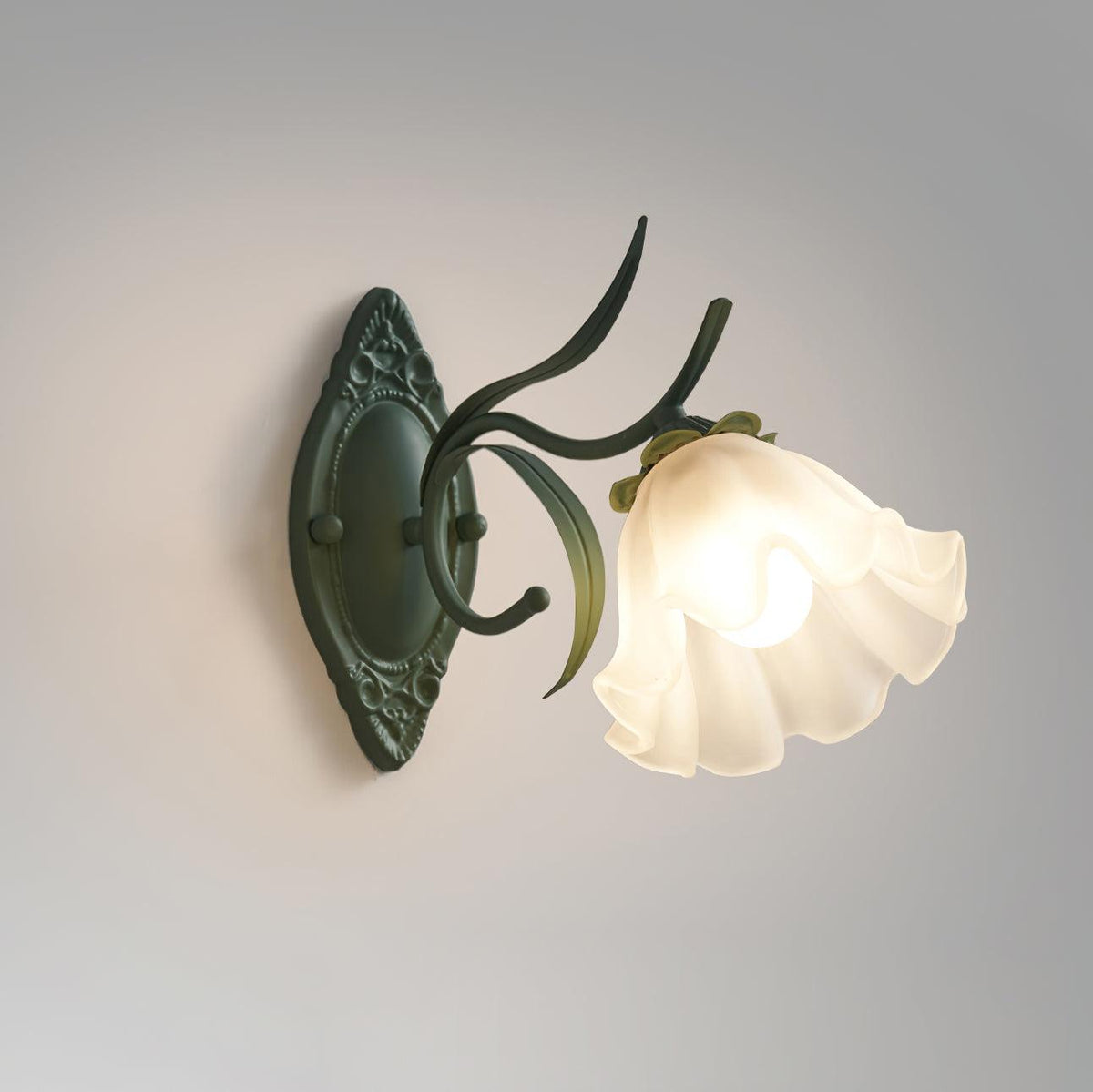 Wall Lamp Vintage Floral Glass Shade for Bedroom and Living Room-Neutral Decor